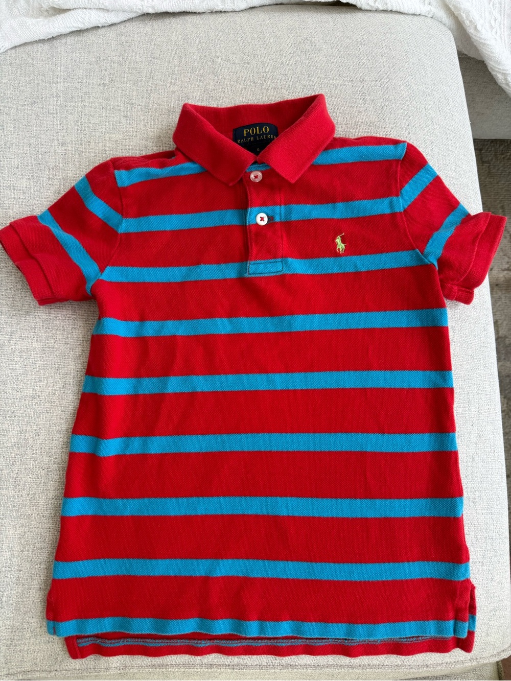 Polo by Ralph Lauren Red & Blue Striped Cotton Polo - Boys size 6
